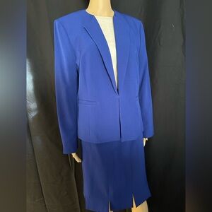 Evan Picone Blue Blazer & Skirt Set